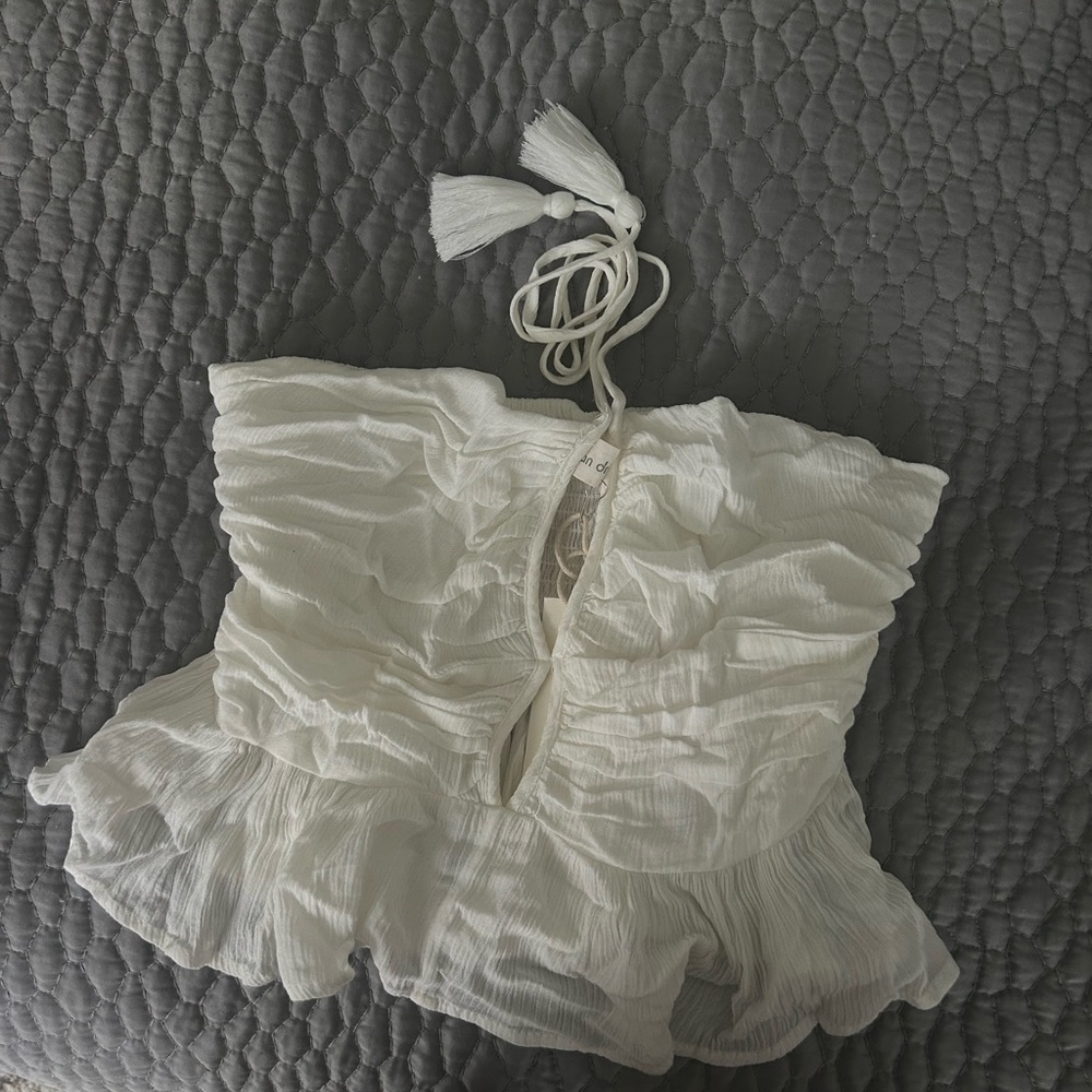 Ocean Drive White Ruffled Top